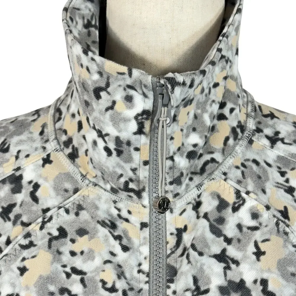 Lululemon SZ 8 Nice Asana Jacket Full-Zip Not So Petite Fleur Silver Spoon Yoga